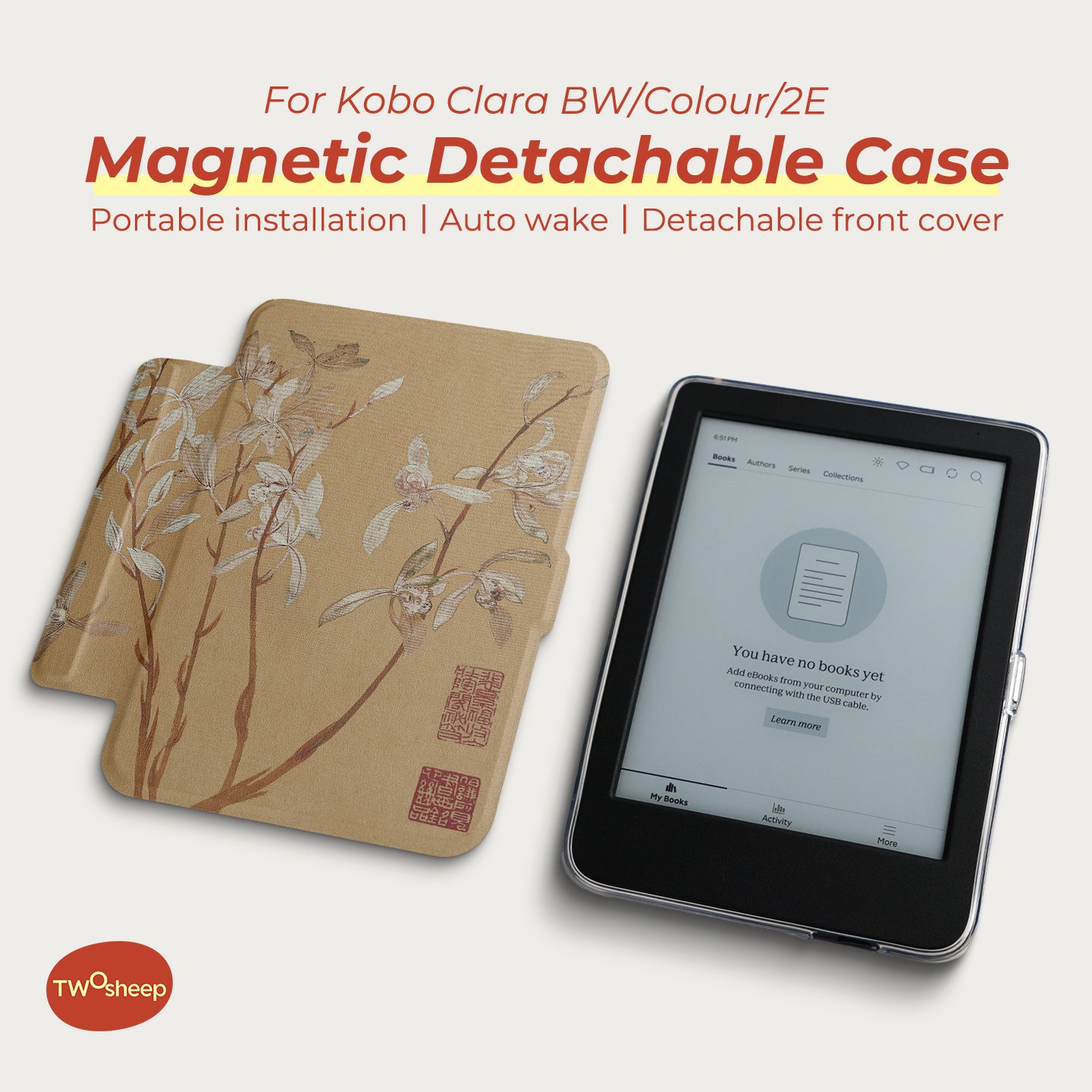 Chinoiserie Detachable Magnetic Case for Kobo Clara Colour/BW/2E