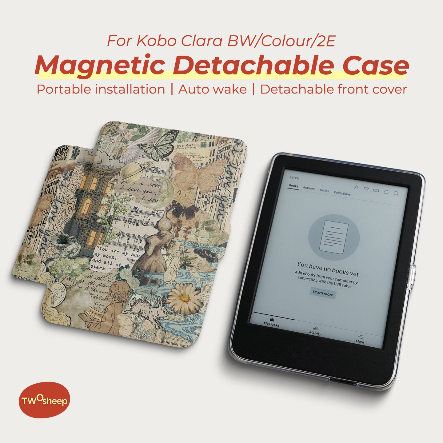 INS Collage Detachable Case for Kobo Clara Colour BW 2E
