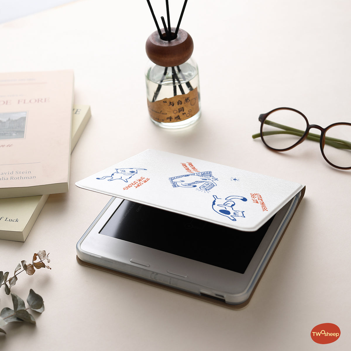 Cute Hand-Drawn Cats & Dogs Detachable Folio for Kobo Libra Colour & Libra2