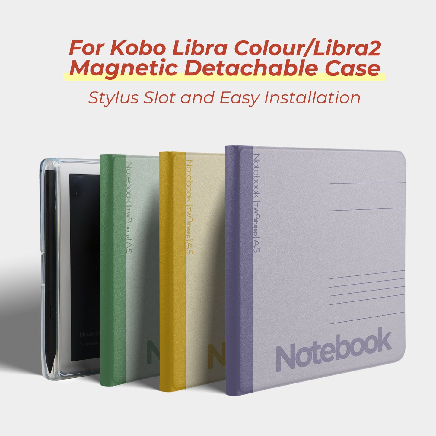 Campus Notebook Style Detachable Magnetic Folio for Kobo Libra Colour & Libra2