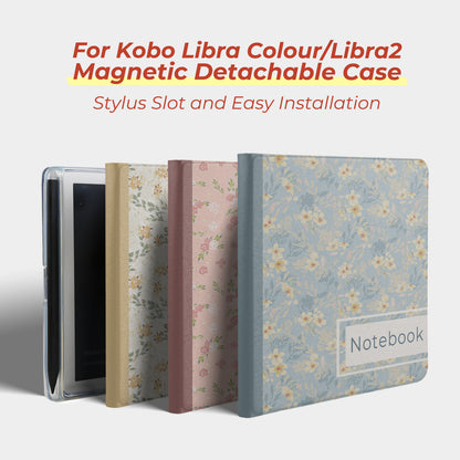 Floral Notebook Detachable Magnetic Folio for Kobo Libra Colour & Libra2