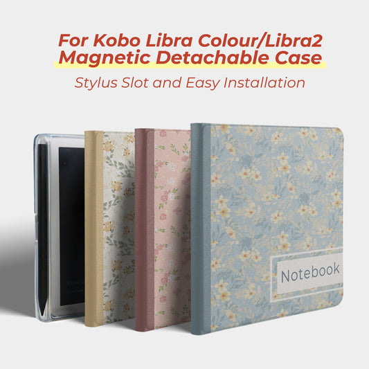 Floral Notebook Detachable Magnetic Folio for Kobo Libra Colour & Libra2