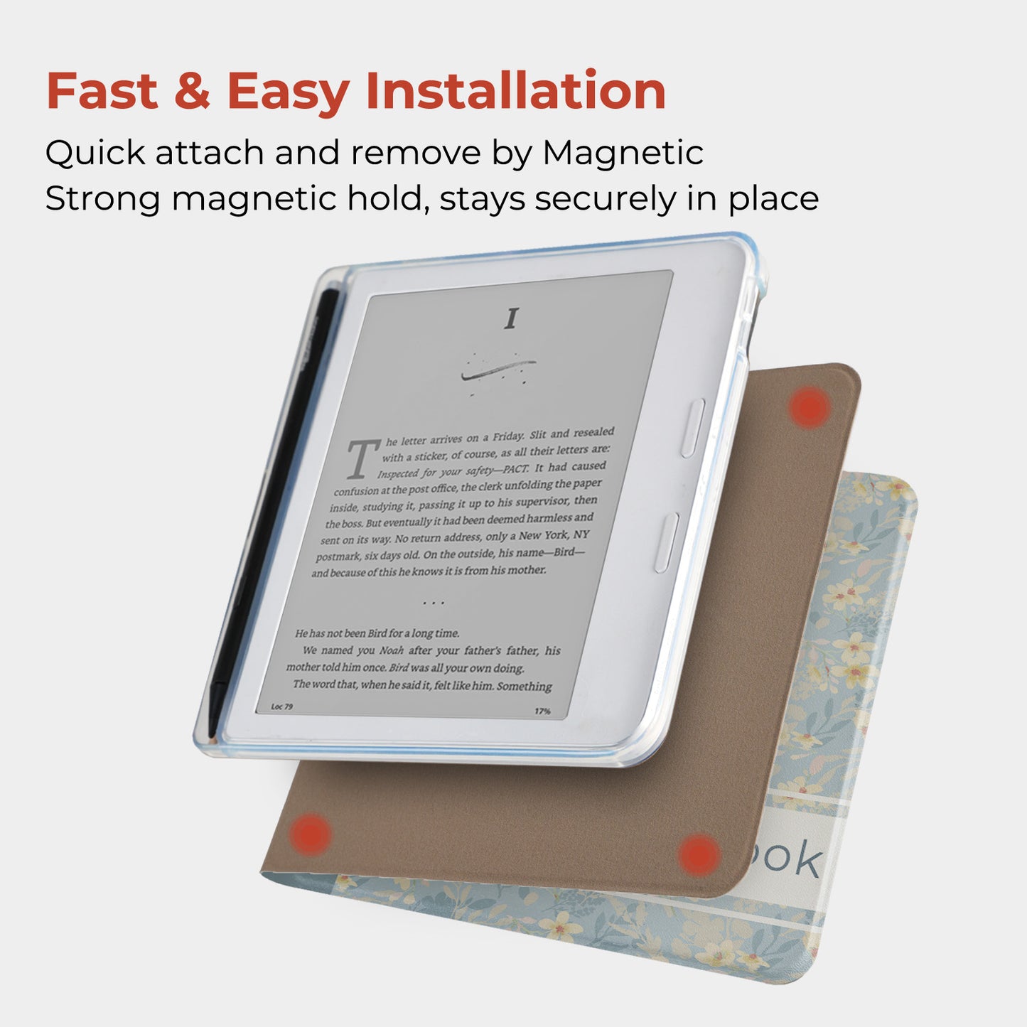 Floral Notebook Detachable Magnetic Folio for Kobo Libra Colour & Libra2