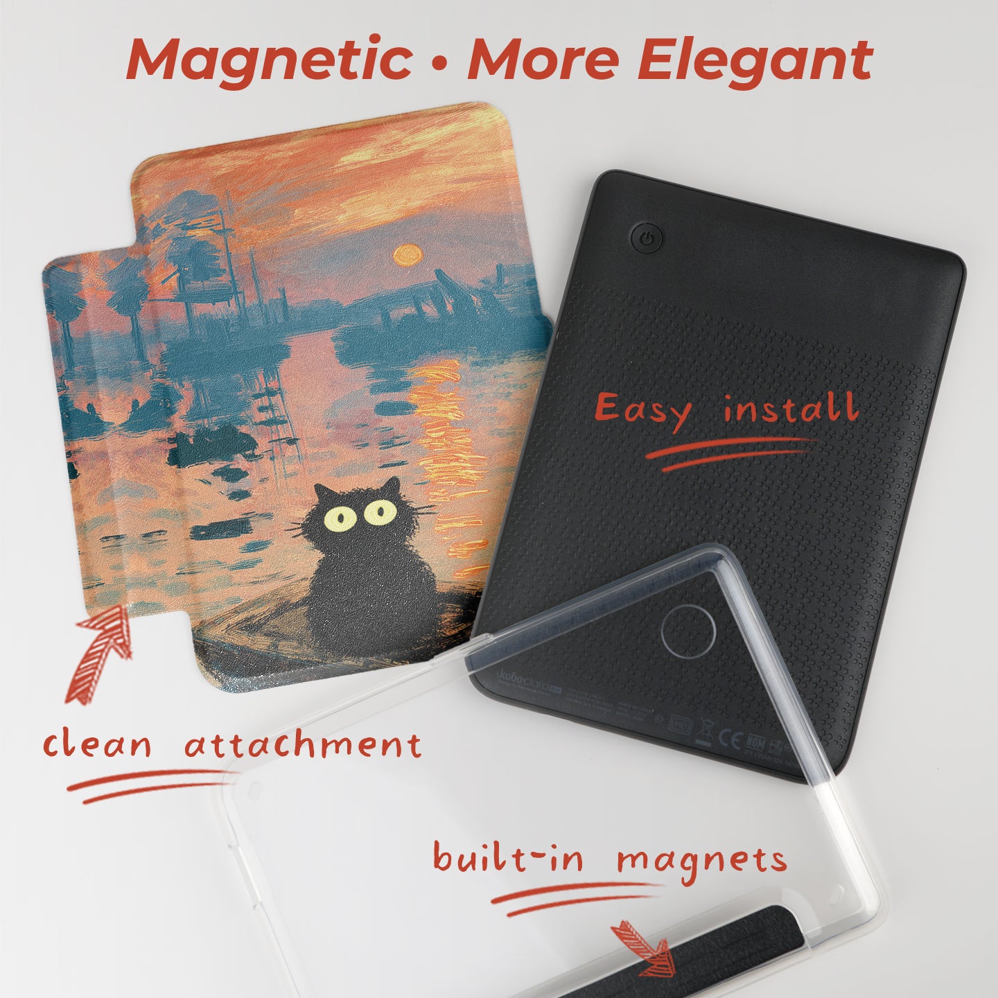 Monet & Cat Detachable Case for Kobo Clara Series