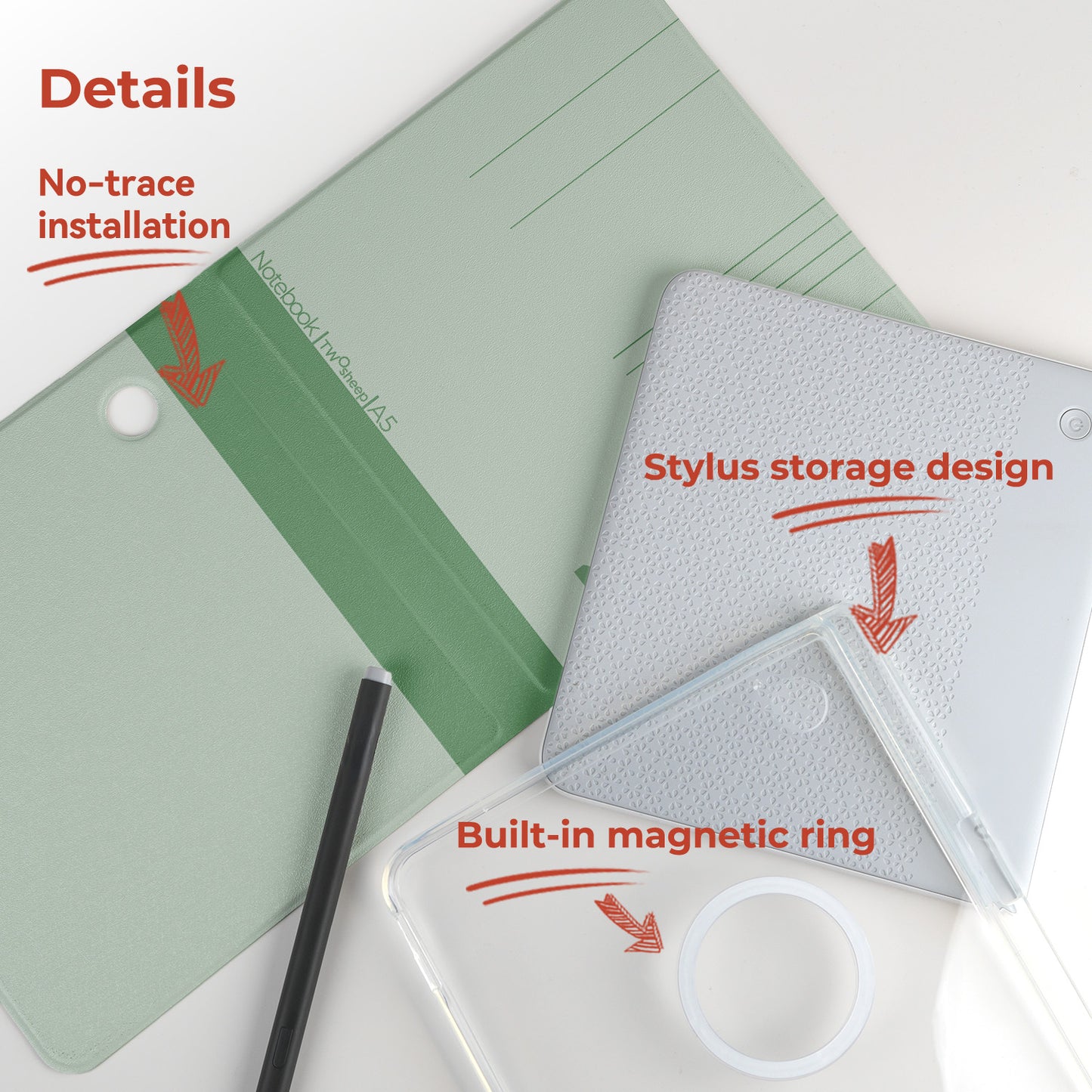 Campus Notebook Style Detachable Magnetic Folio for Kobo Libra Colour & Libra2