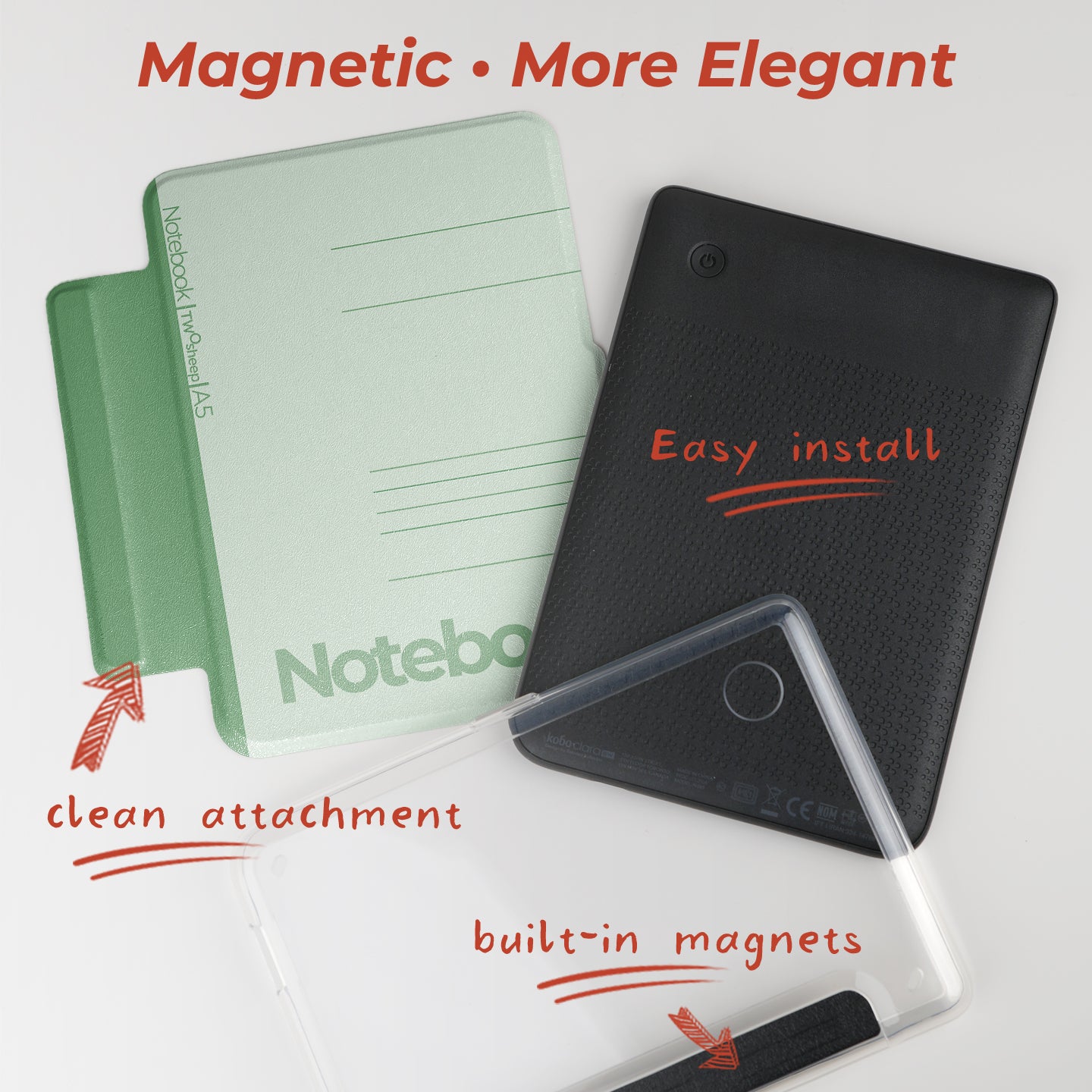 Campus Journal Detachable Magnetic Case for Kobo Clara Colour and Kobo Clara BW