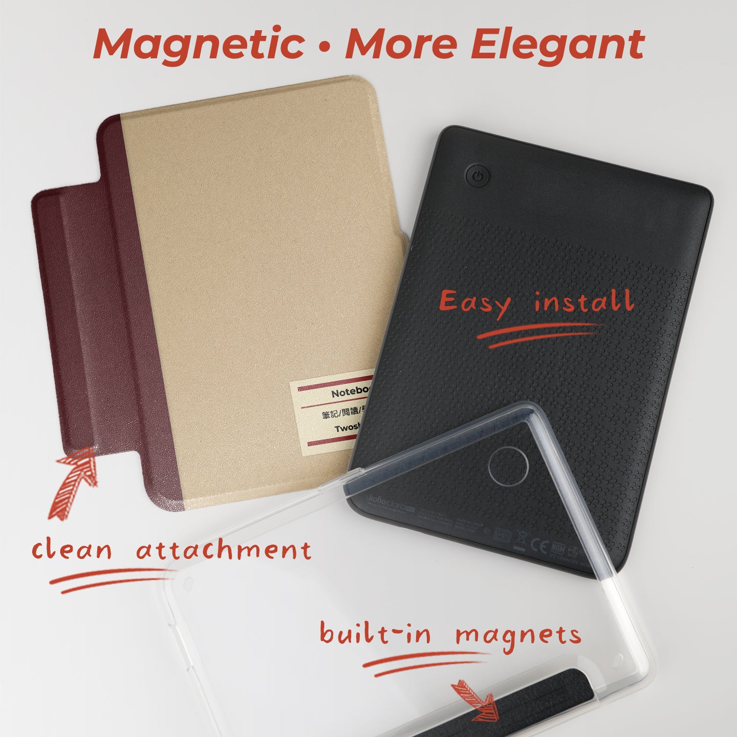 Notebook Detachable Magnetic Case for Kobo Clara Colour / Clara BW / Clara 2E