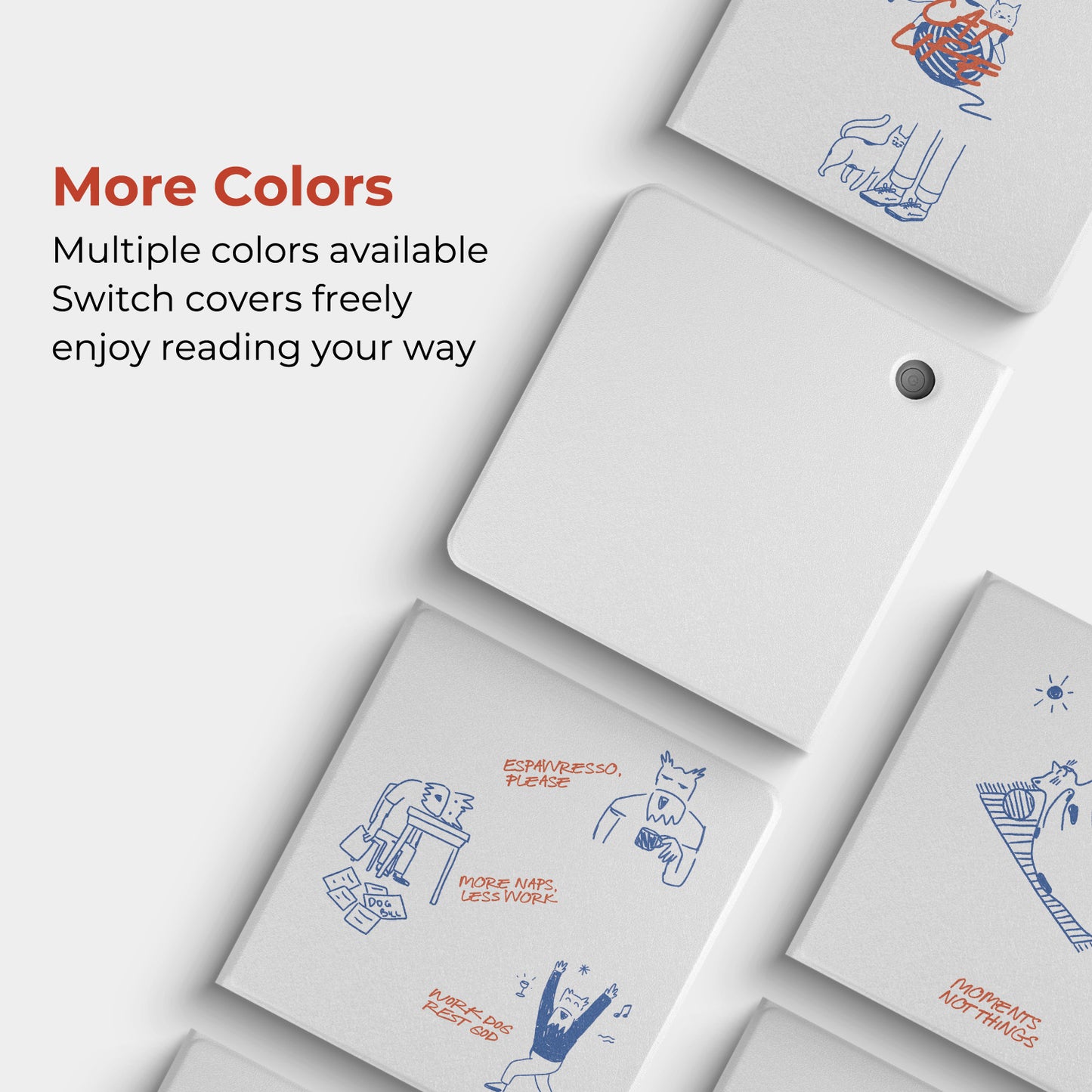 Cute Hand-Drawn Cats & Dogs Detachable Folio for Kobo Libra Colour & Libra2