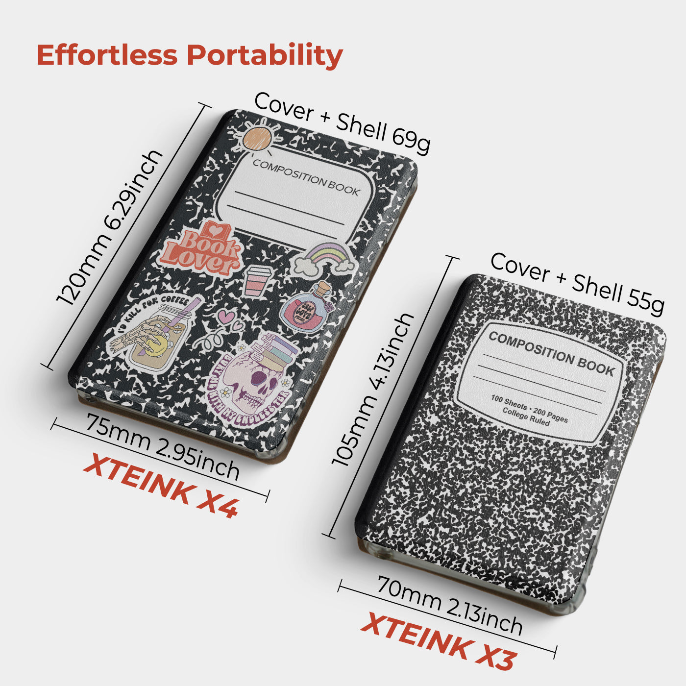 Composition Book Detachable Case for XTEINK X3/X4