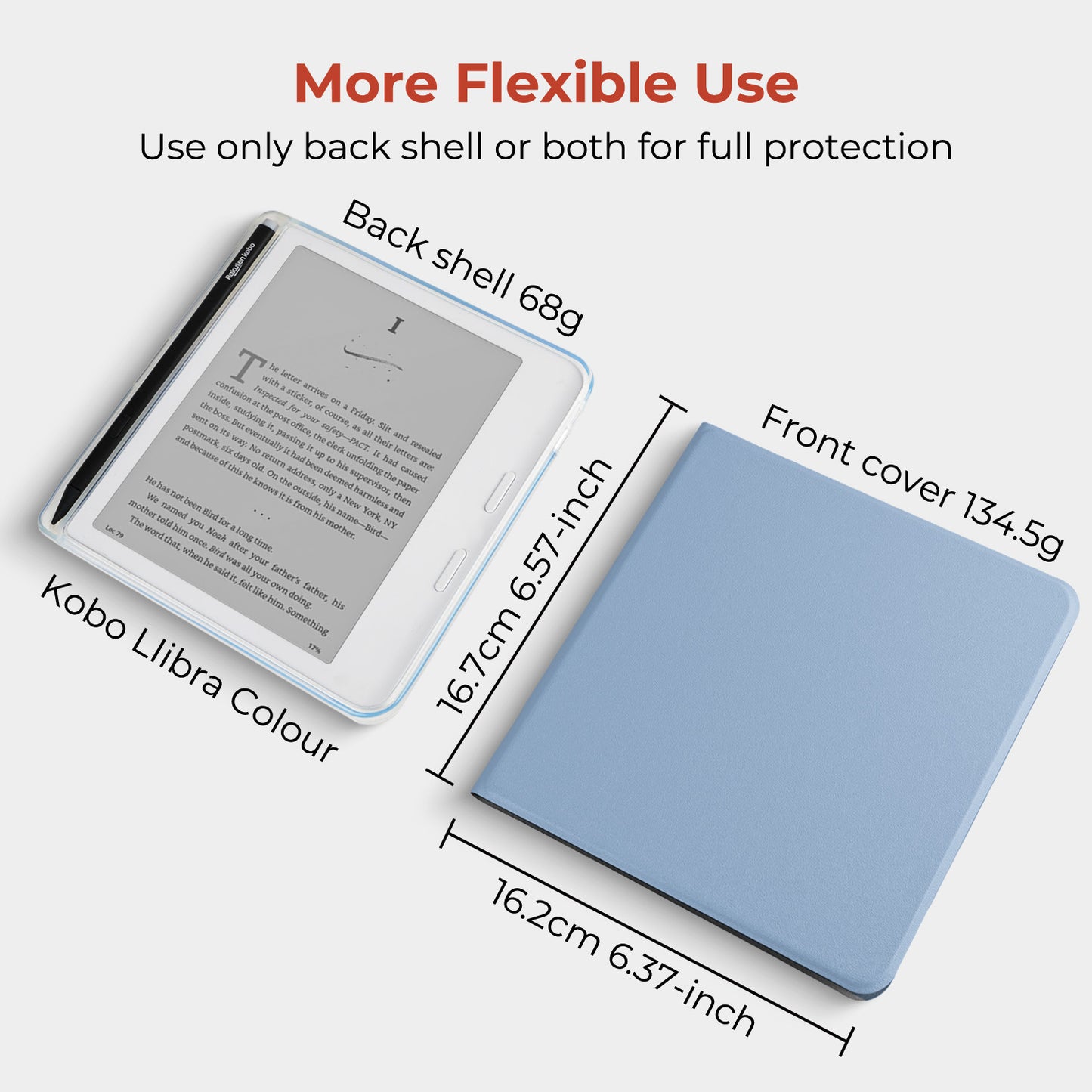 Minimalist Solid Color Detachable Magnetic Folio for Kobo Libra Colour & Libra2