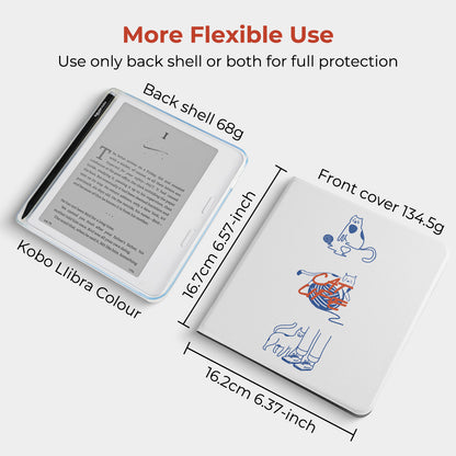 Cute Hand-Drawn Cats & Dogs Detachable Folio for Kobo Libra Colour & Libra2
