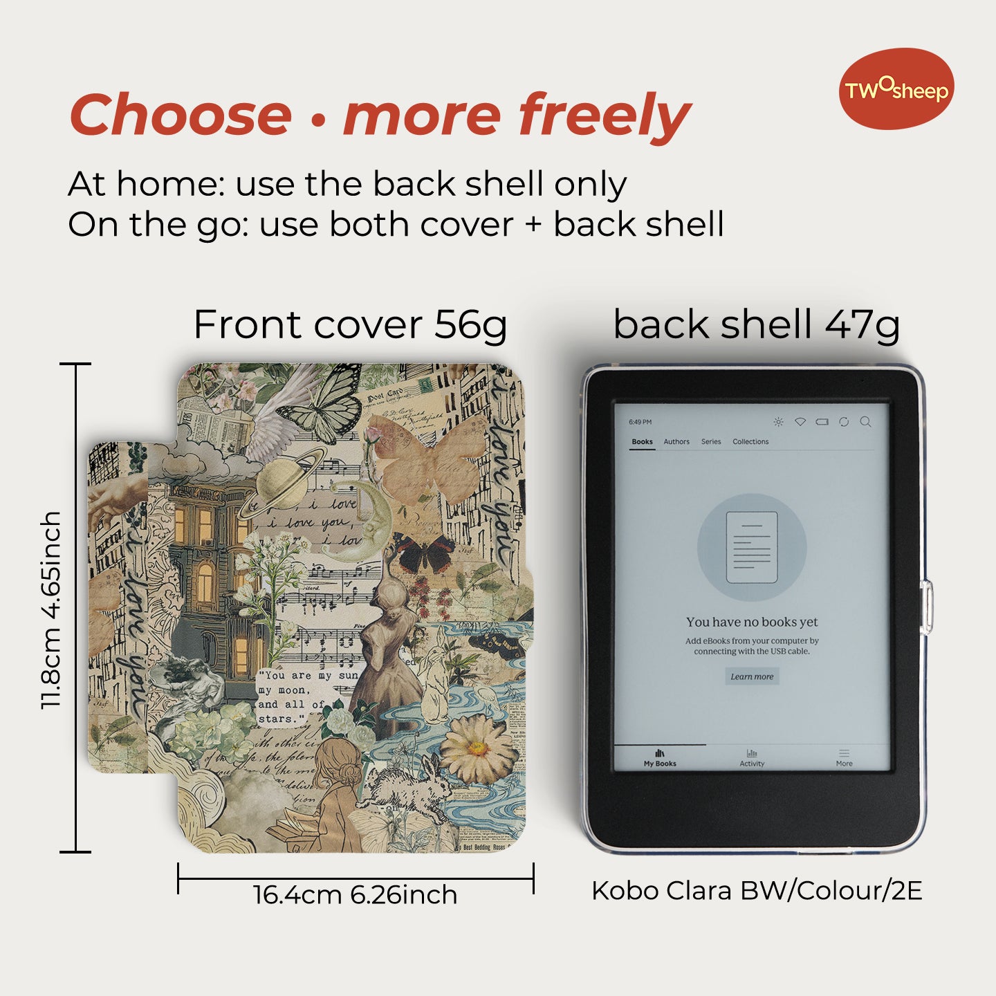 INS Collage Detachable Case for Kobo Clara Colour BW 2E
