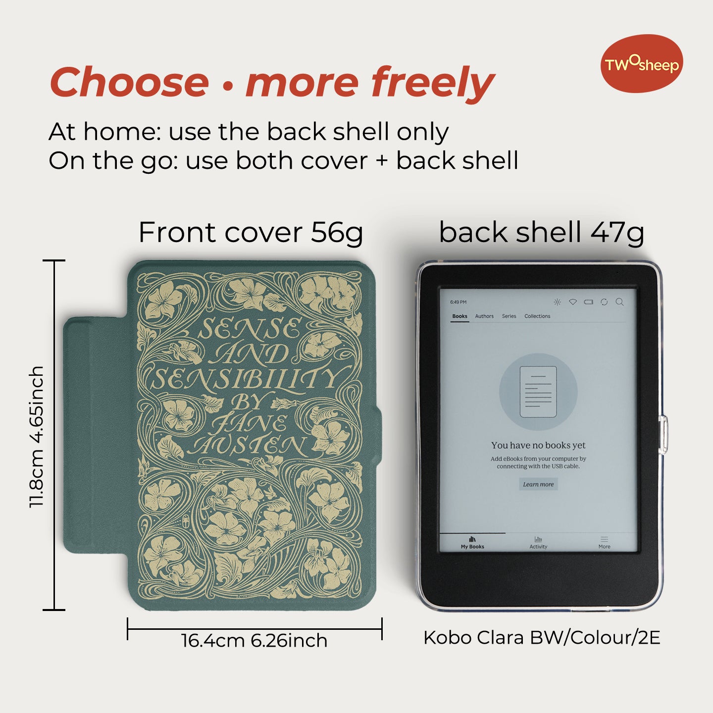 Vintage Book Detachable Case for Kobo Clara Colour BW 2E