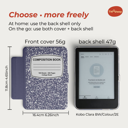 Composition Book Detachable Case for Kobo Clara Colour BW 2E