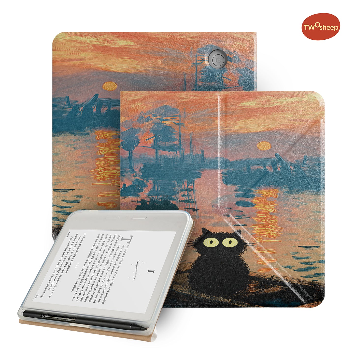 Cute Monet Cat Magnetic Case for Kobo Libra