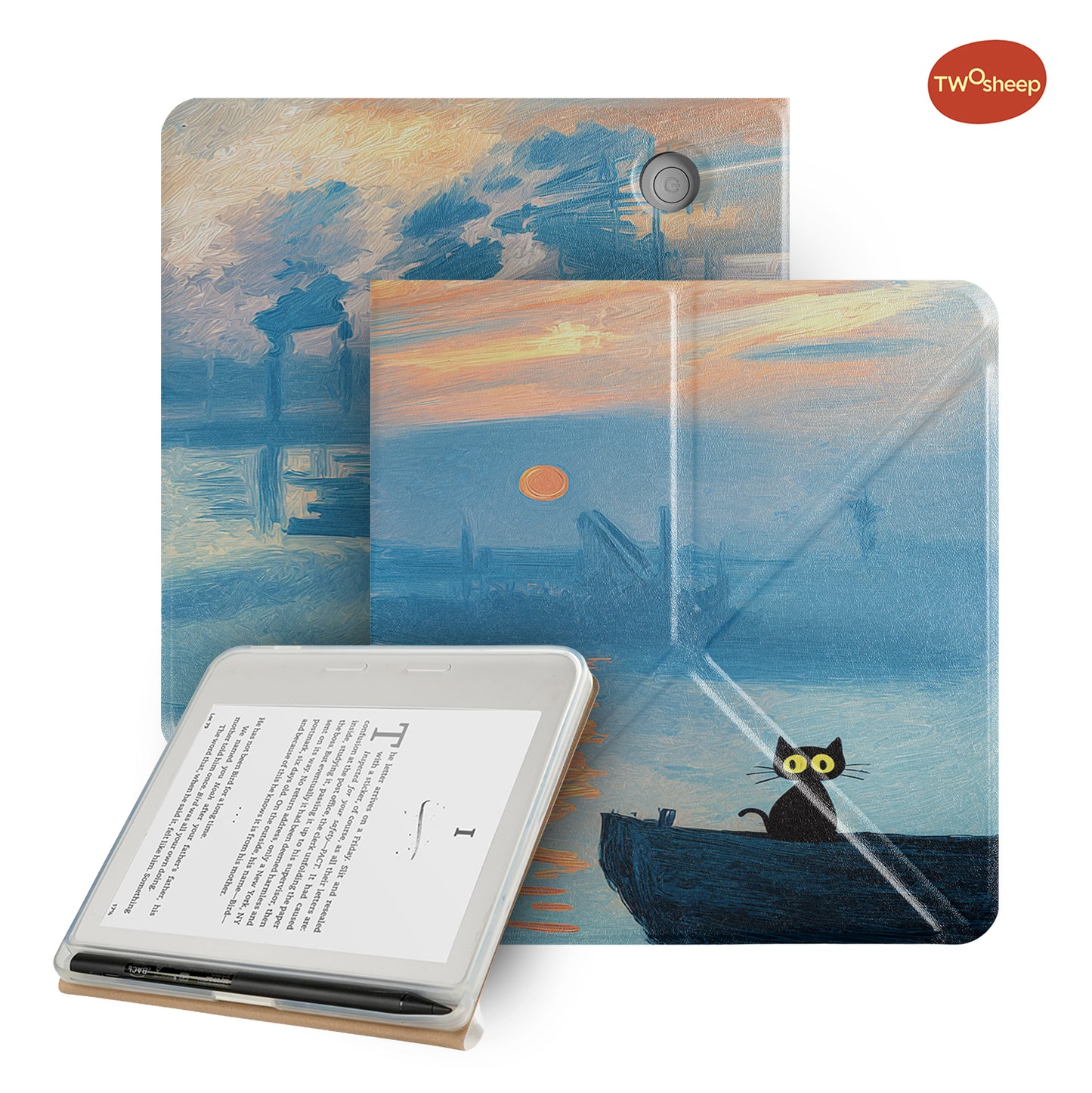 Cute Monet Cat Magnetic Case for Kobo Libra