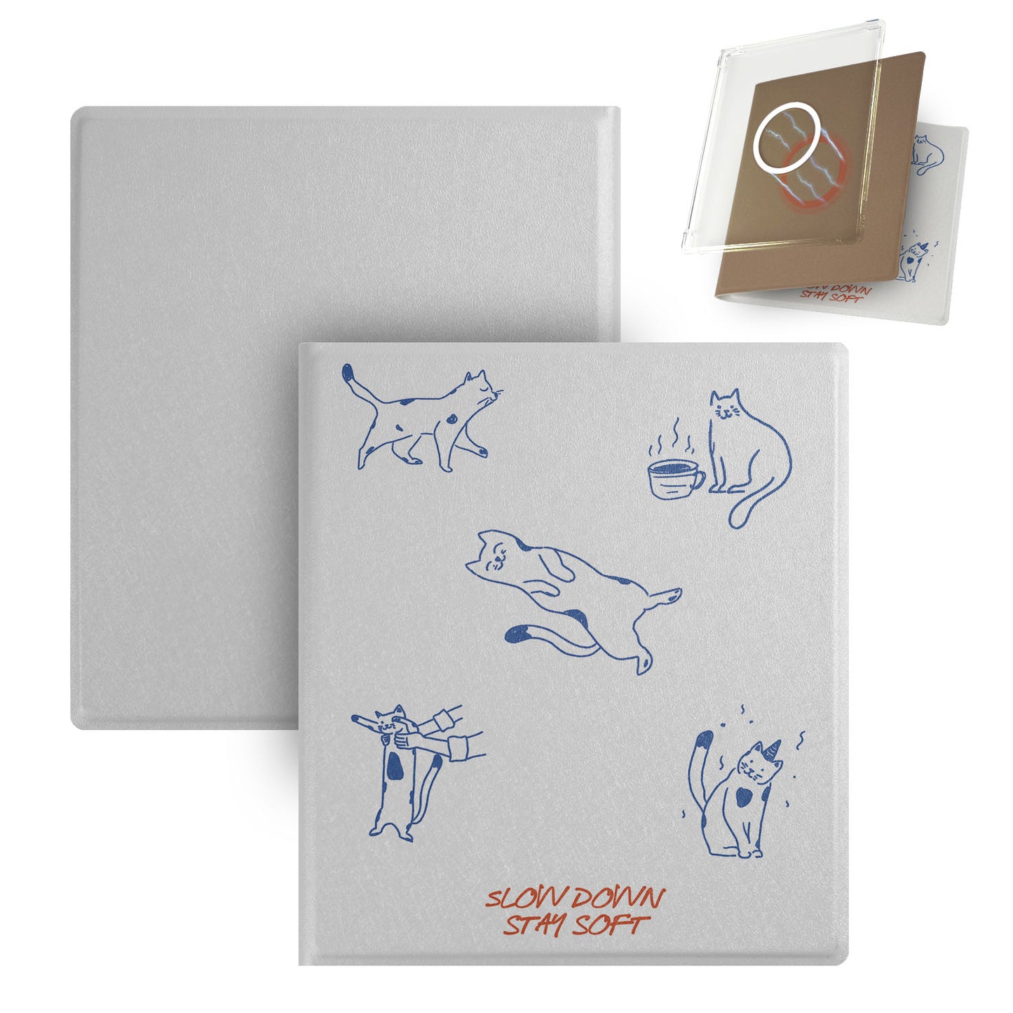 Line Art Cat & Dog Magnetic Detachable TPU Cover Case for Boox Go7, Boox Go Color7 Gen2