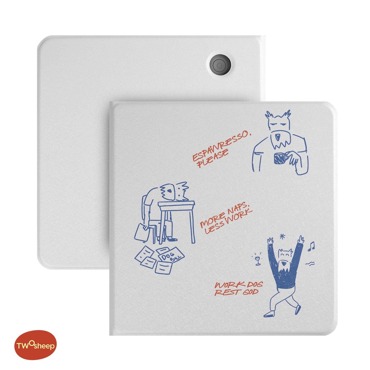 Cute Hand-Drawn Cats & Dogs Detachable Folio for Kobo Libra Colour & Libra2