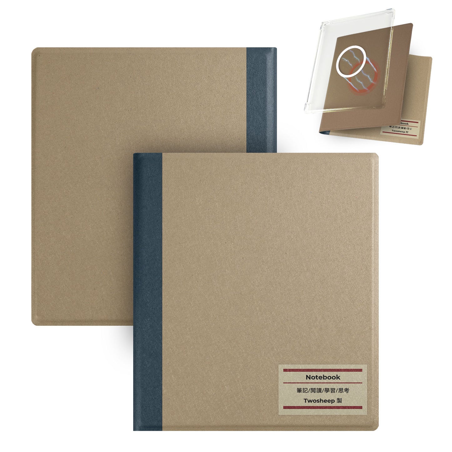 Classic Notebook Style Magnetic Detachable Cover Case for Boox Go7, Boox Go Color7, Boox Go Color7 Gen2